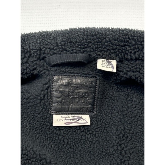 Levi's Sherpa Lined Trucker Jacket Forever Black XS Extra Small Womens Snap - Picture 4 of 11